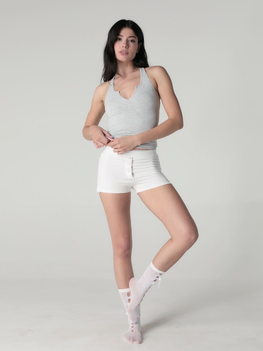 【GLOWNY】韓国人気/新作 ★ PURE MODAL SLIT TANK ★4COLOR MUSINSA | GLOWNY PURE MODAL SLIT TANK (WHITE MELANGE)