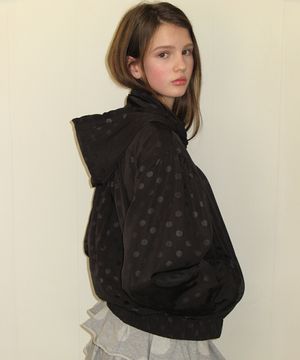 DOT PENDANT FRILL HOODIE WIND JUMPER BLACK