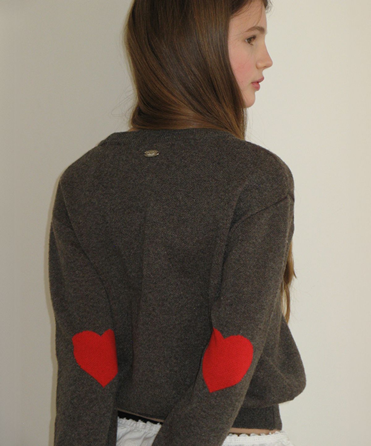 론론(RONRON) 3 HEART JACQUARD PULLOVER KNIT BROWN