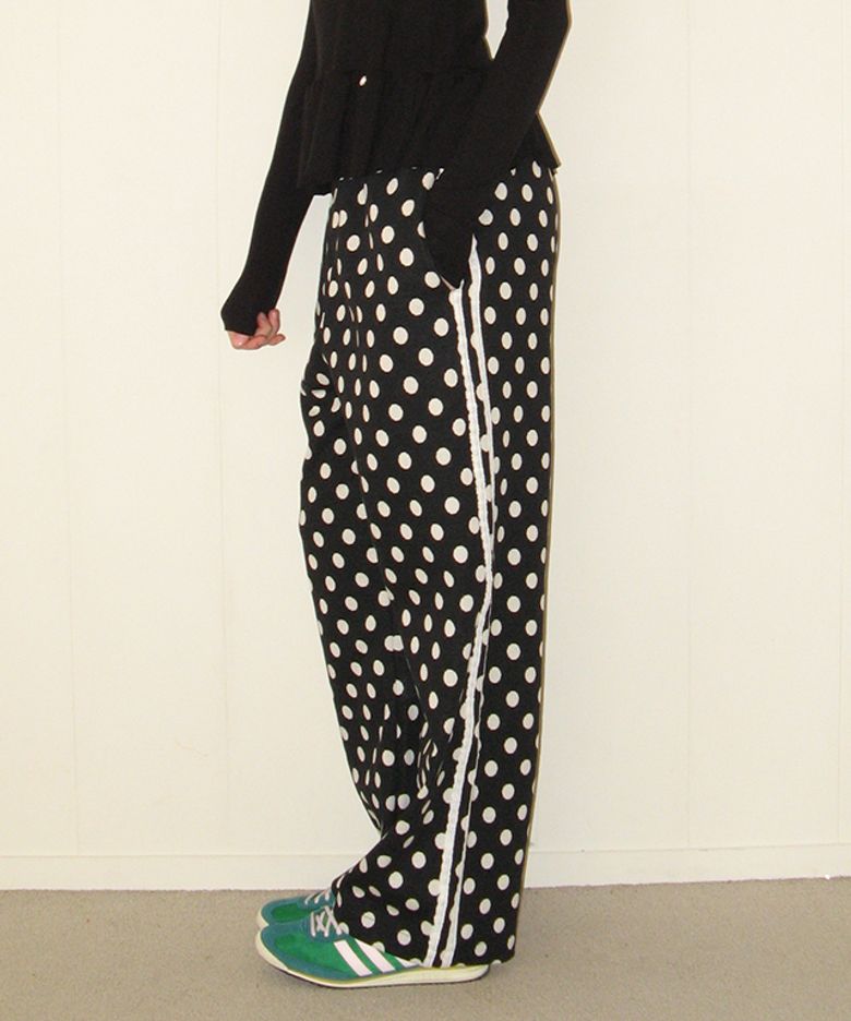DOT LACE LINE SWEAT PANTS BLACK