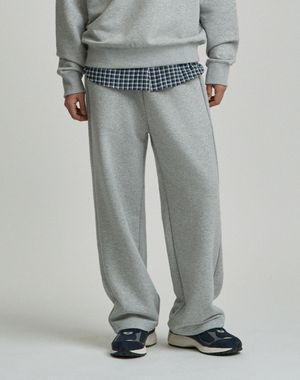 베이직 세미 오버핏 코튼 스웨트 팬츠 [멜란지그레이]