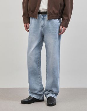 릴렉스 세미 와이드 데님 팬츠 [라이트블루]