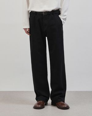 릴렉스 세미 와이드 데님 팬츠 [퓨어블랙]