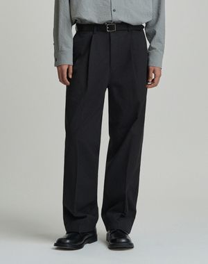 세미 와이드 원턱 슬랙스 [블랙]