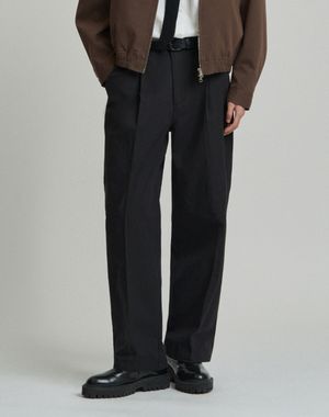 세미 와이드 원턱 코튼 팬츠 [블랙]