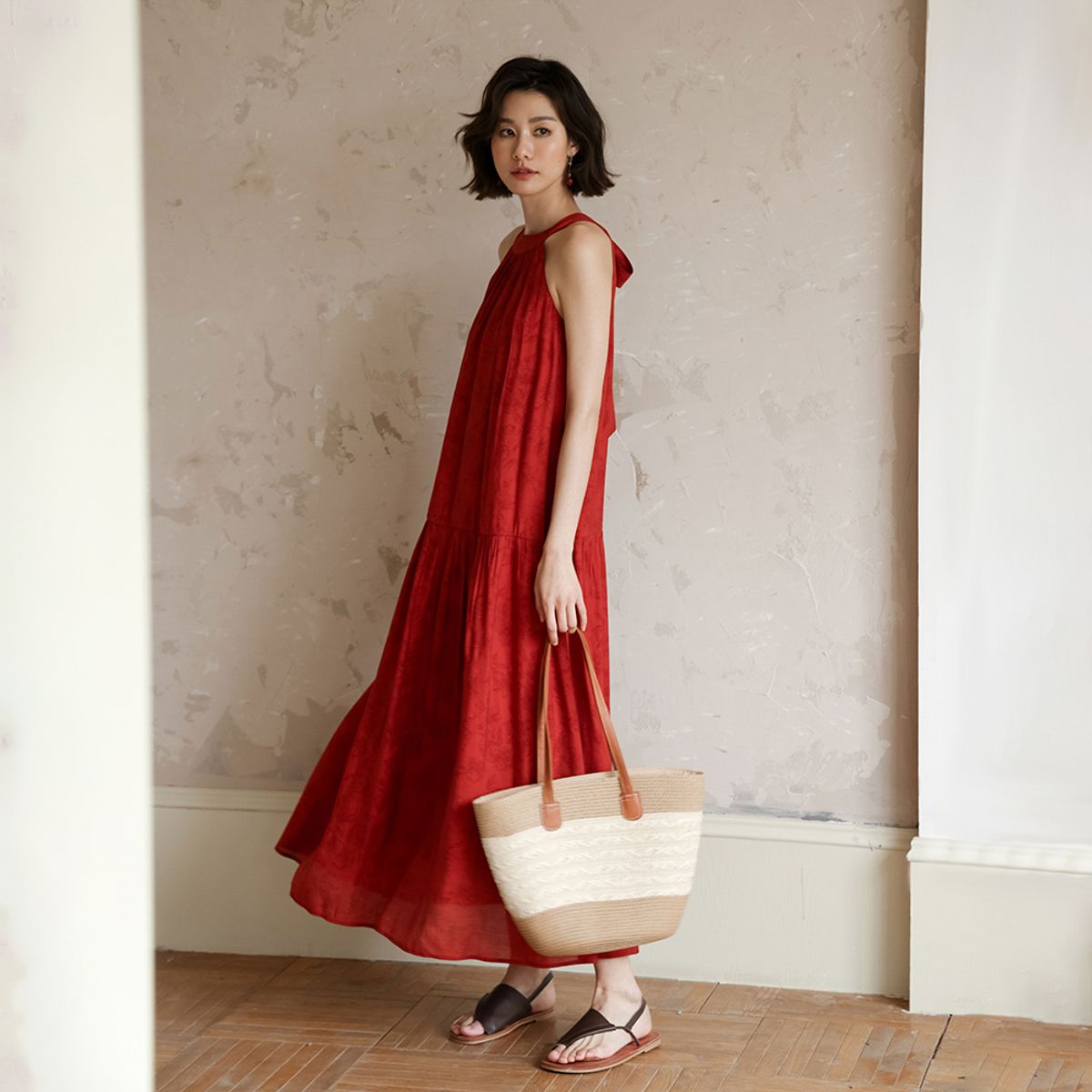 랭썬(LANGSON) LS_Sling halter neck dress_RED