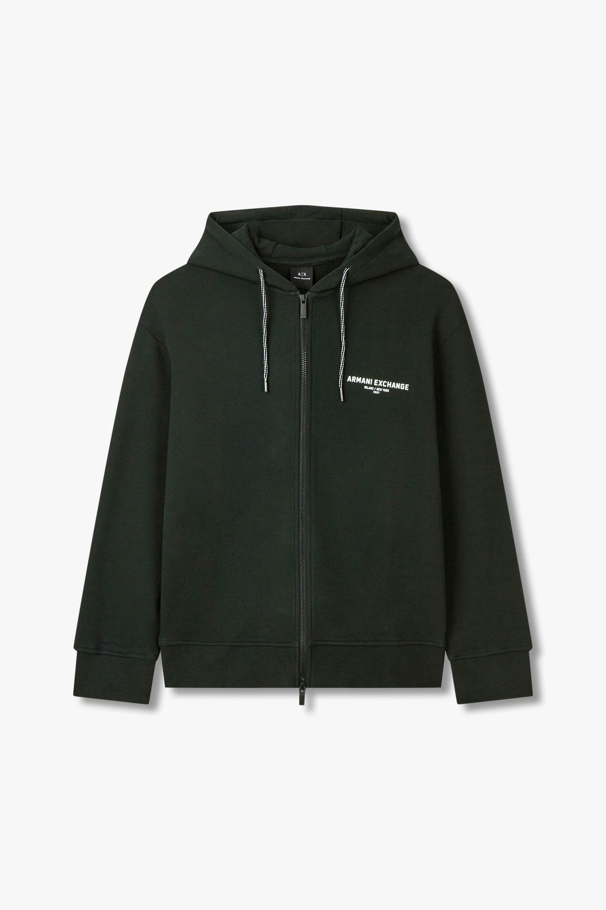 아르마니 익스체인지(ARMANI EXCHANGE) 남성 배색 로고 후디드 집업_다크 그린 A415131007