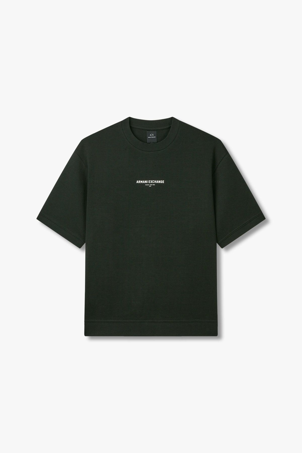 아르마니 익스체인지(ARMANI EXCHANGE) 남성 시보리 디테일 스트레치 티셔츠_다크그린 A415131013