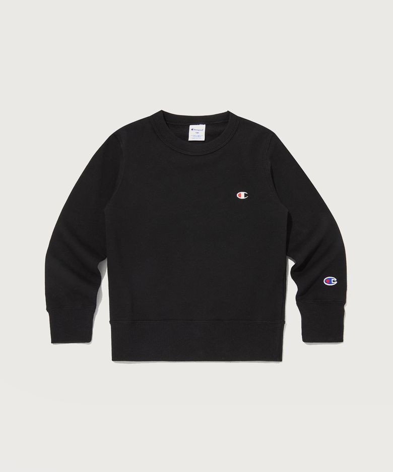 키즈 C로고 프렌치테리 크루넥 스웨트셔츠 Black