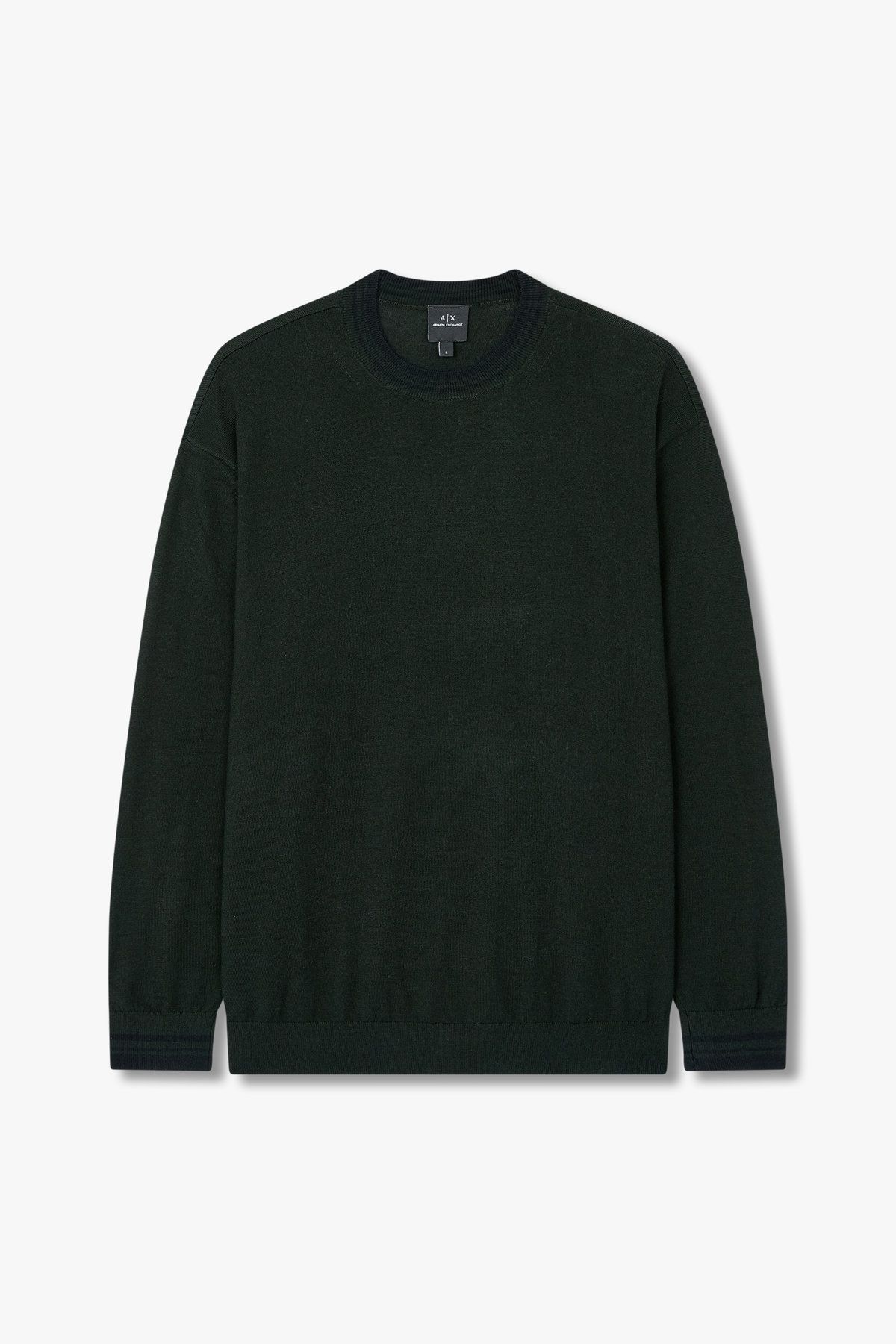 아르마니 익스체인지(ARMANI EXCHANGE) 남성 울 블렌드 롱 슬리브 스웨터_다크 그린 A415132009