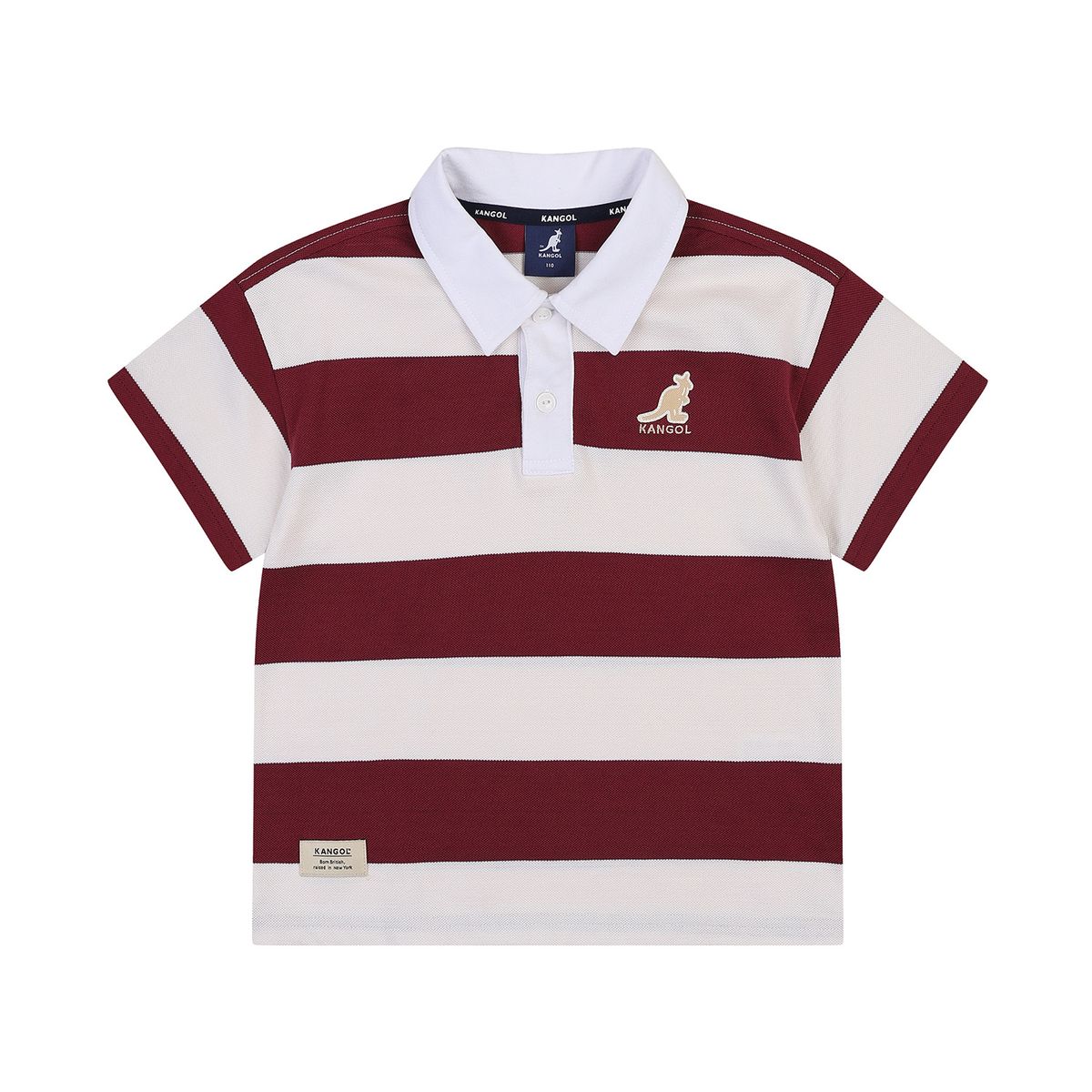 캉골키즈(KANGOL KIDS) 로고 포인트 스트라이프 카라 티셔츠 RB 0002 버건디