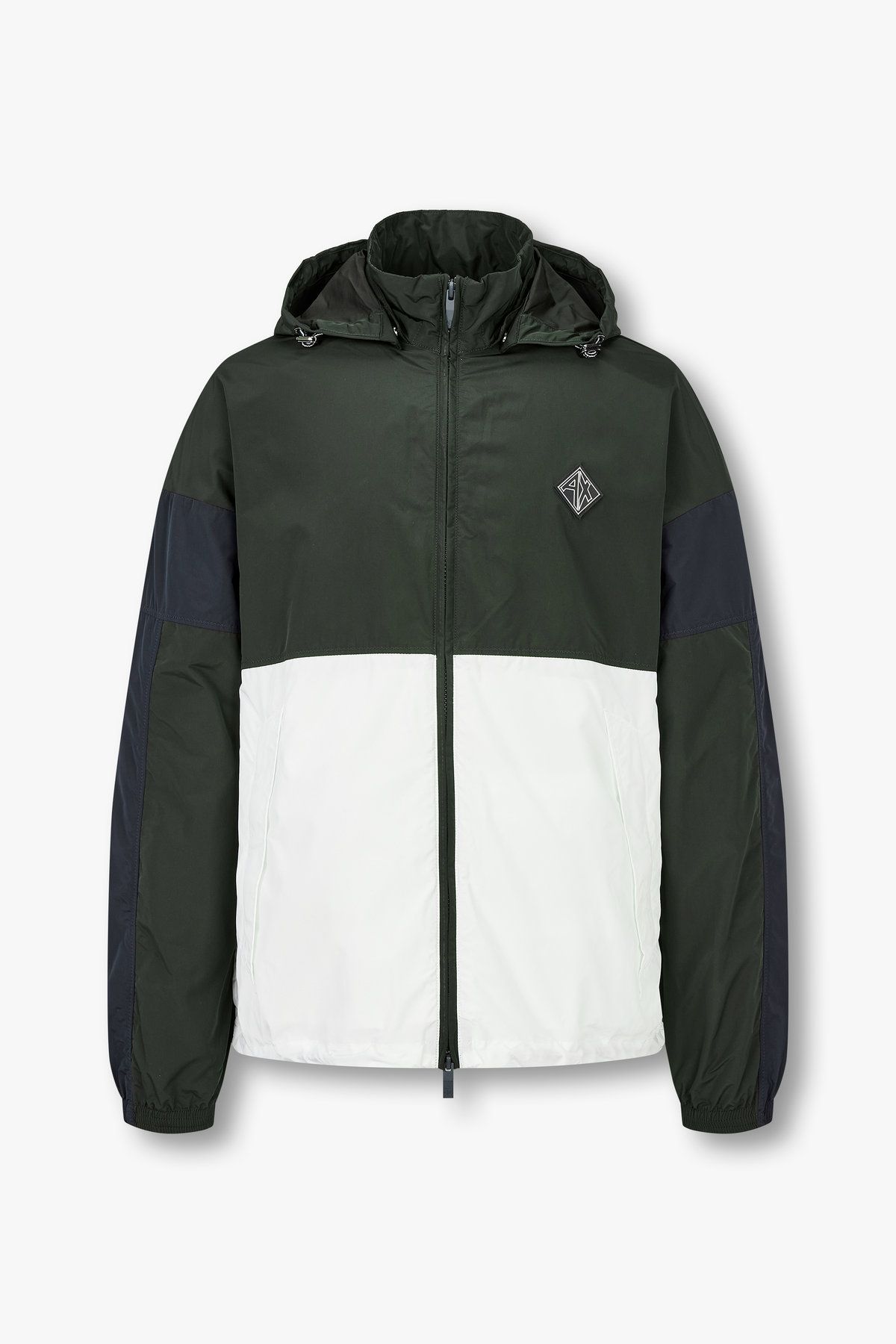 아르마니 익스체인지(ARMANI EXCHANGE) 남성 컬러 블록 디태처블 후드 자켓_다크 그린 A415110004