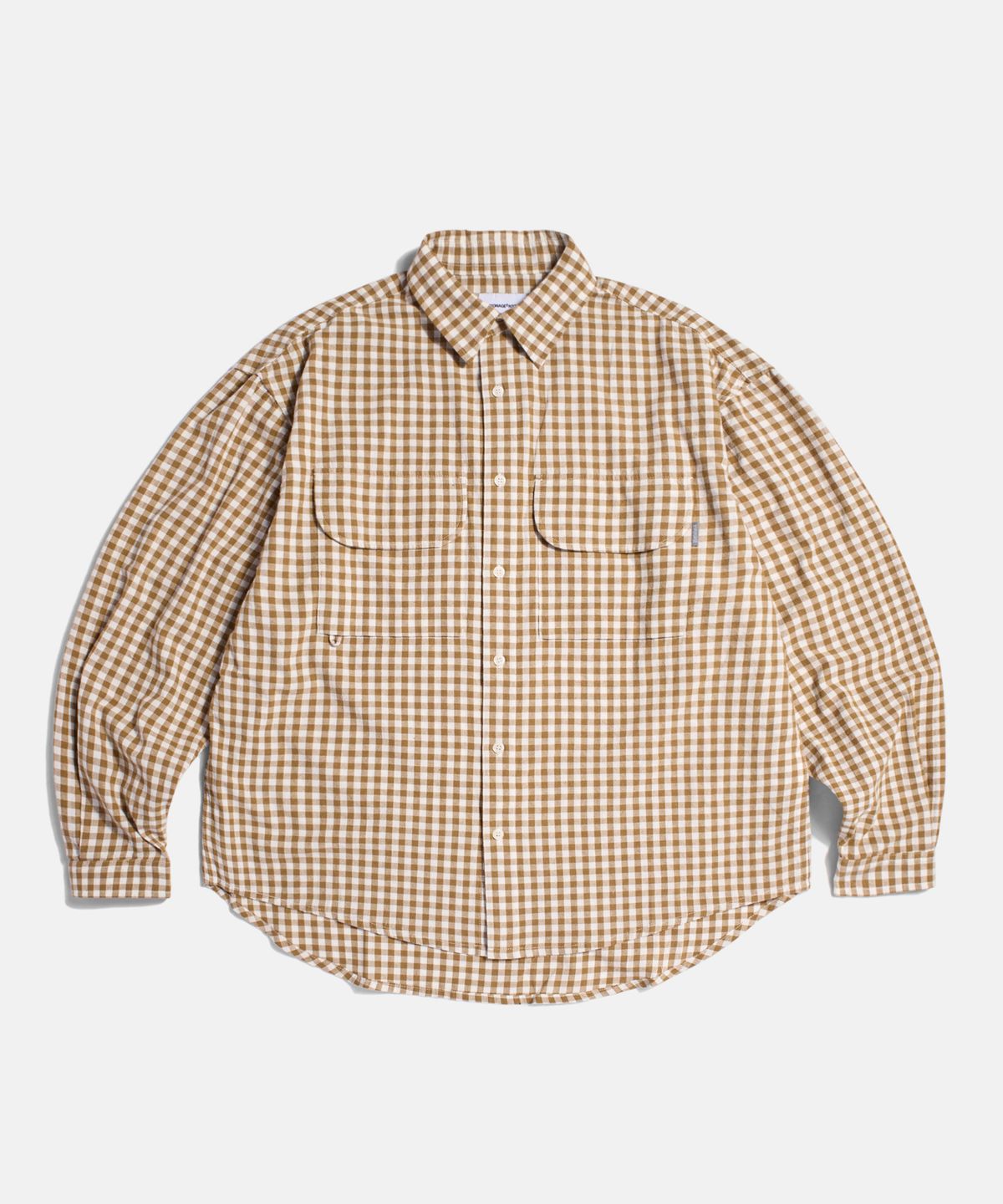 에스피오나지(ESPIONAGE) Double Pocket Gingham Shirt Soft Brown