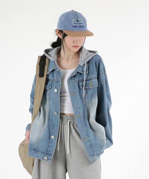 여자 후드분리 오버핏워싱 데님자켓