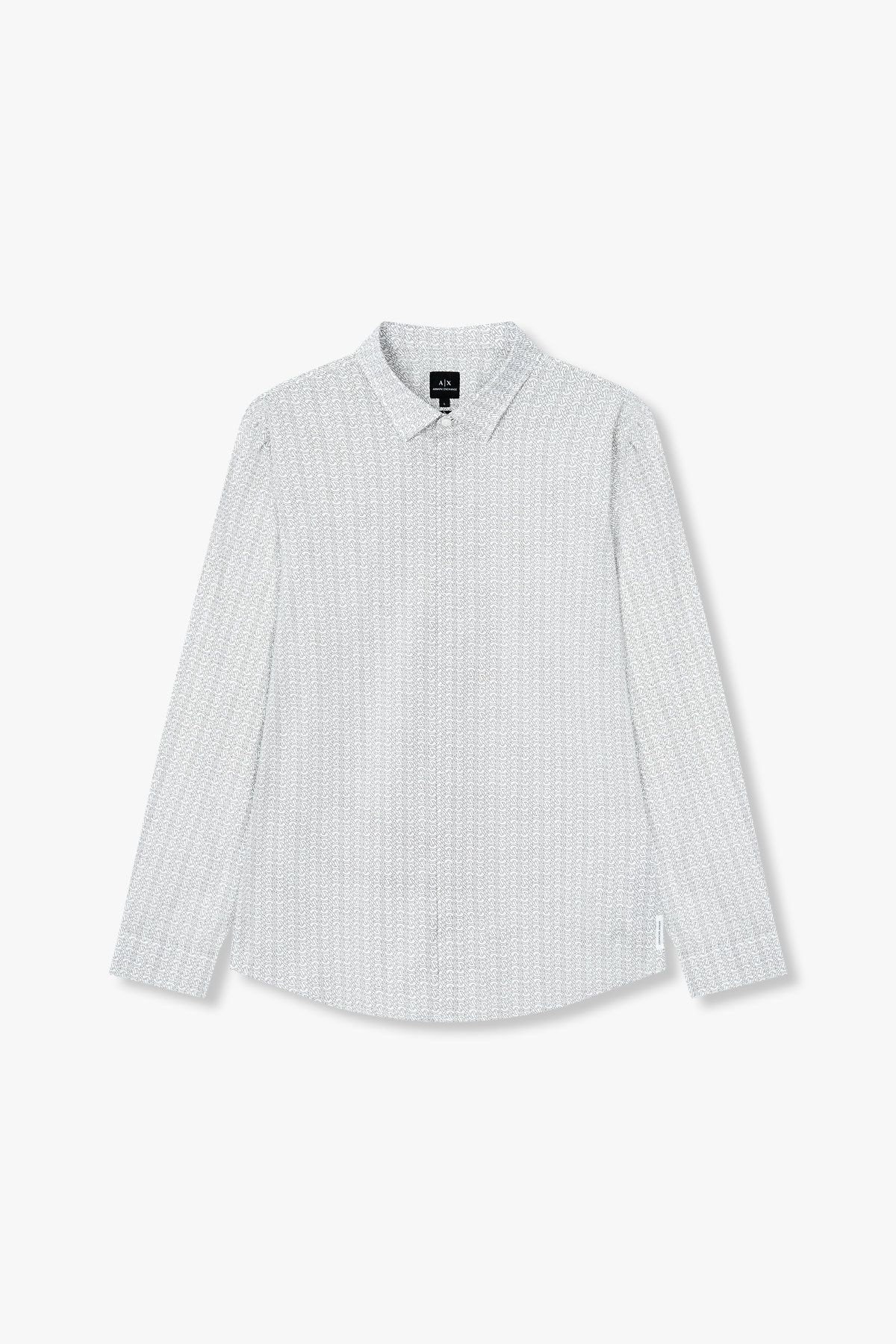 아르마니 익스체인지(ARMANI EXCHANGE) 남성 아웃 라인 로고 패턴 슬림 셔츠_오프 화이트 A415120013
