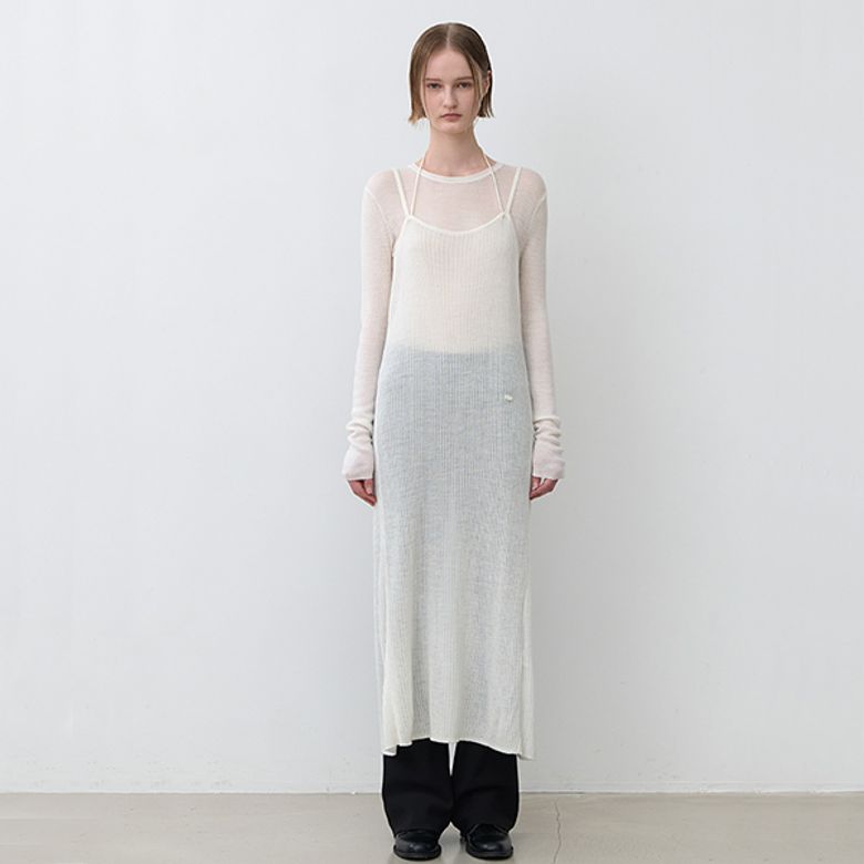 WOOL SHEER LAYERD KNIT DRESS(OP-6256)