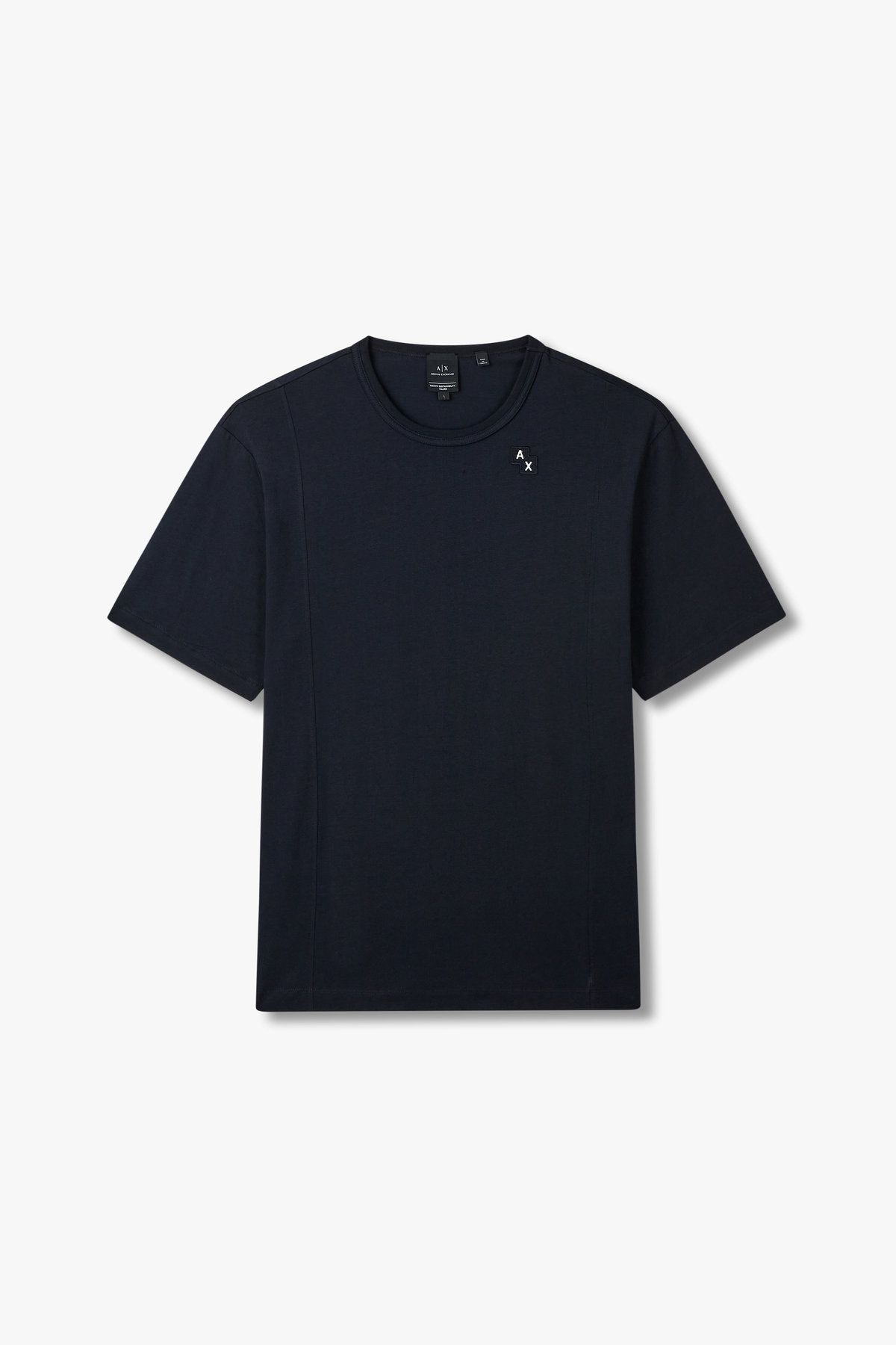 아르마니 익스체인지(ARMANI EXCHANGE) 남성 절개 라인 크루넥  티셔츠_다크 네이비 A415130017