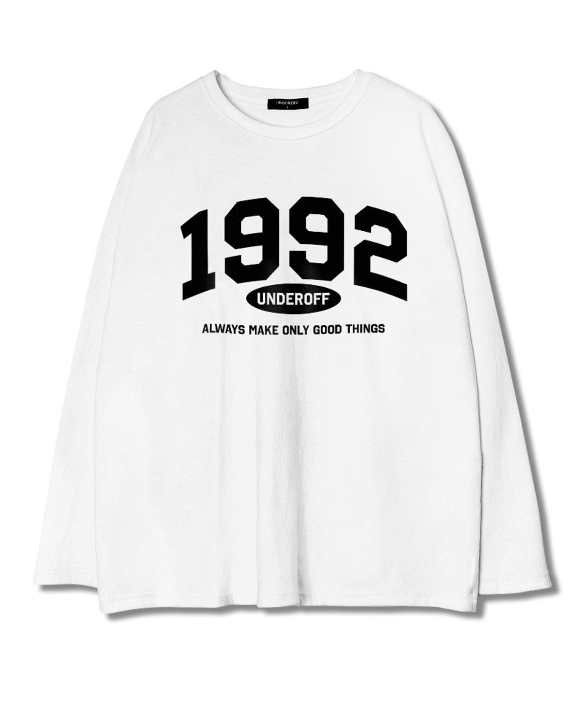 언더오프(UNDEROFF) 레이어드 크루넥 롱슬리브 1992아치 티셔츠 화이트