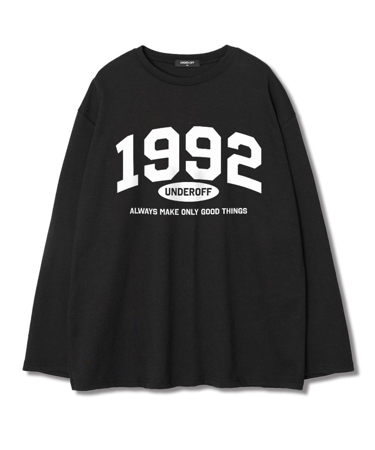 언더오프(UNDEROFF) 레이어드 크루넥 롱슬리브 1992아치 티셔츠 블랙