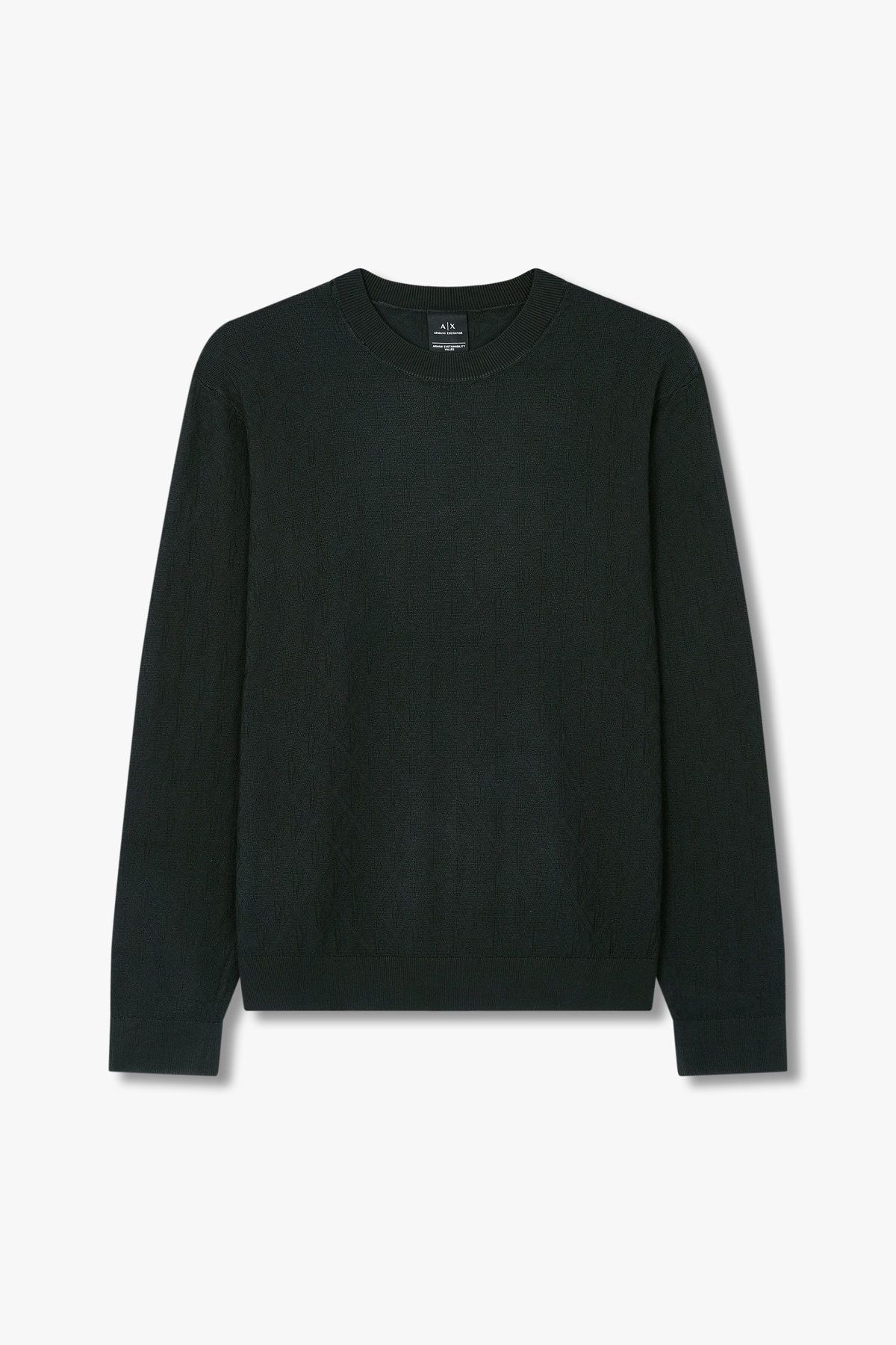 아르마니 익스체인지(ARMANI EXCHANGE) 남성 로고 패턴 크투넥 스웨터_다크 그린 A415132005