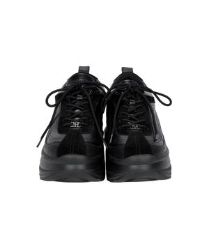 Flatform Cowhide Leather Sneakers [ Black ]