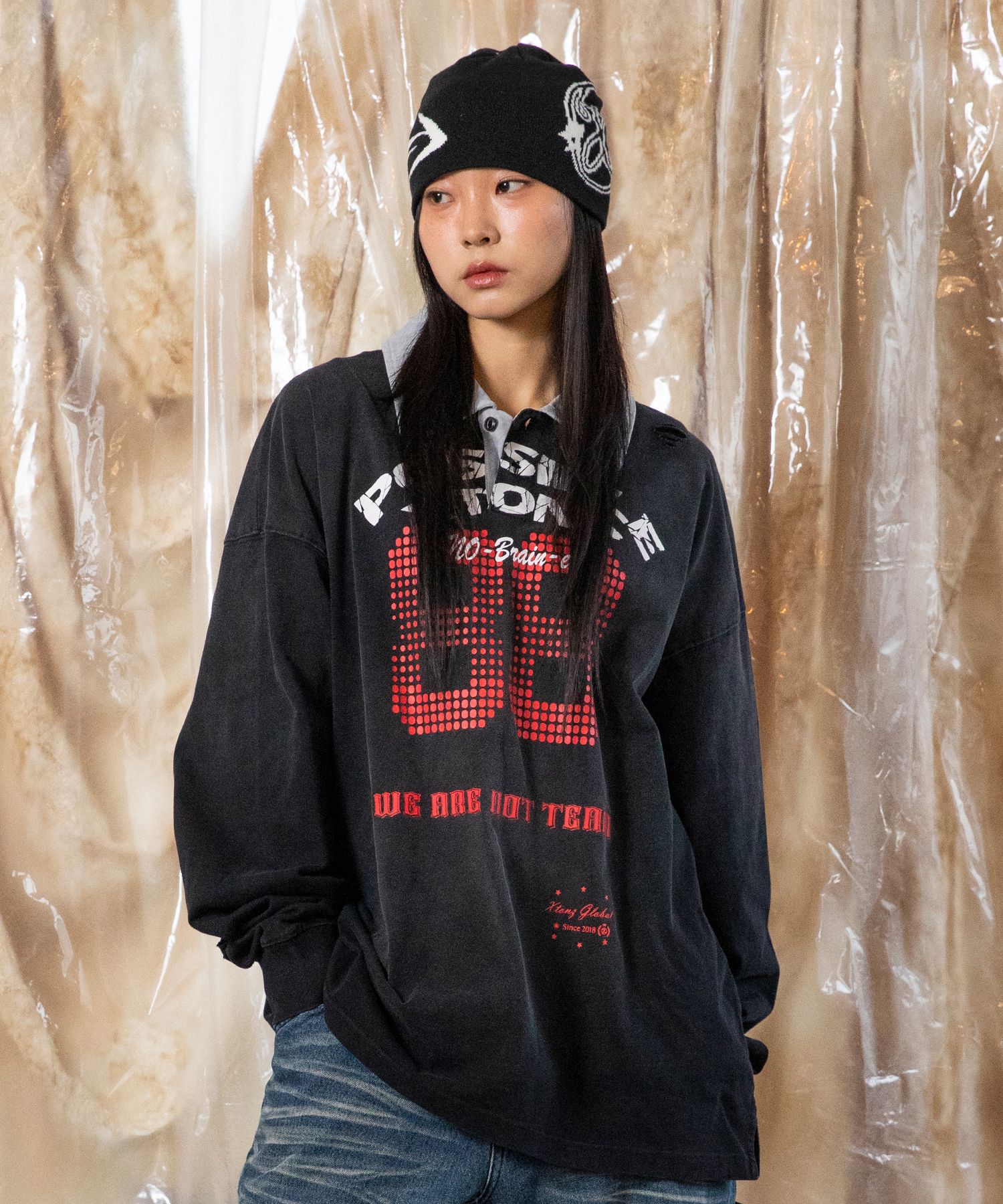 XTONZのXTT116 Fabia Destroyed Rugby Collar Long Sleeve 全2色 MUSINSA | XTONZ XTT116 Fabia Destroyed Rugby Collar Long