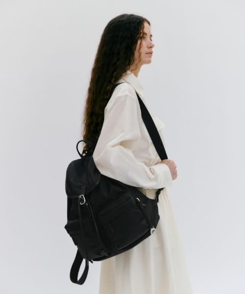 ★depound★ double pocket nylon backpack black (S) MUSINSA | DEPOUND Double Pocket Nylon Backpack Large [Black]