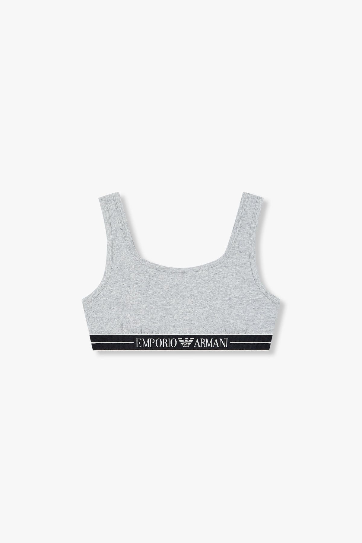 엠포리오 아르마니 언더웨어(EMPORIO ARMANI UNDERWEAR) 여성 라인 로고 밴딩 브라렛 스포츠 브라_멜란지 그레이 0825181531