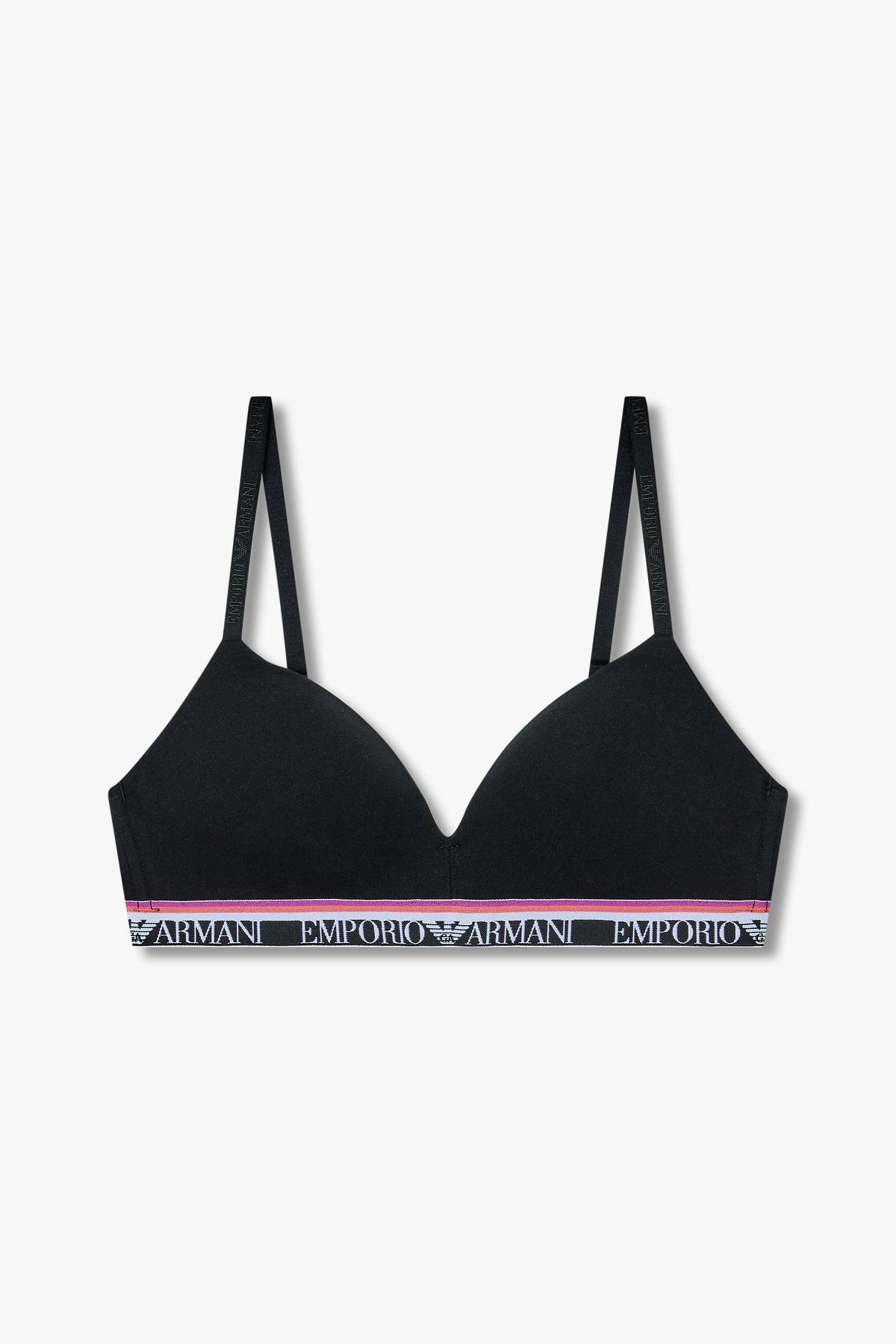 엠포리오 아르마니 언더웨어(EMPORIO ARMANI UNDERWEAR) 여성 스트라이프 밴딩 패디드 트라이앵글 브라_블랙 0825181525