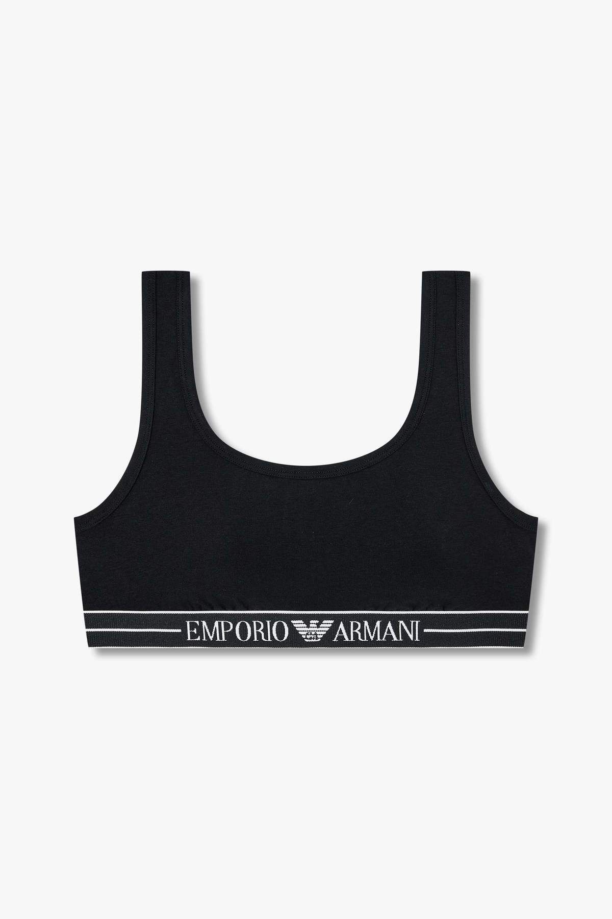 엠포리오 아르마니 언더웨어(EMPORIO ARMANI UNDERWEAR) 여성 라인 로고 밴딩 브라렛 스포츠 브라_블랙 0825181532
