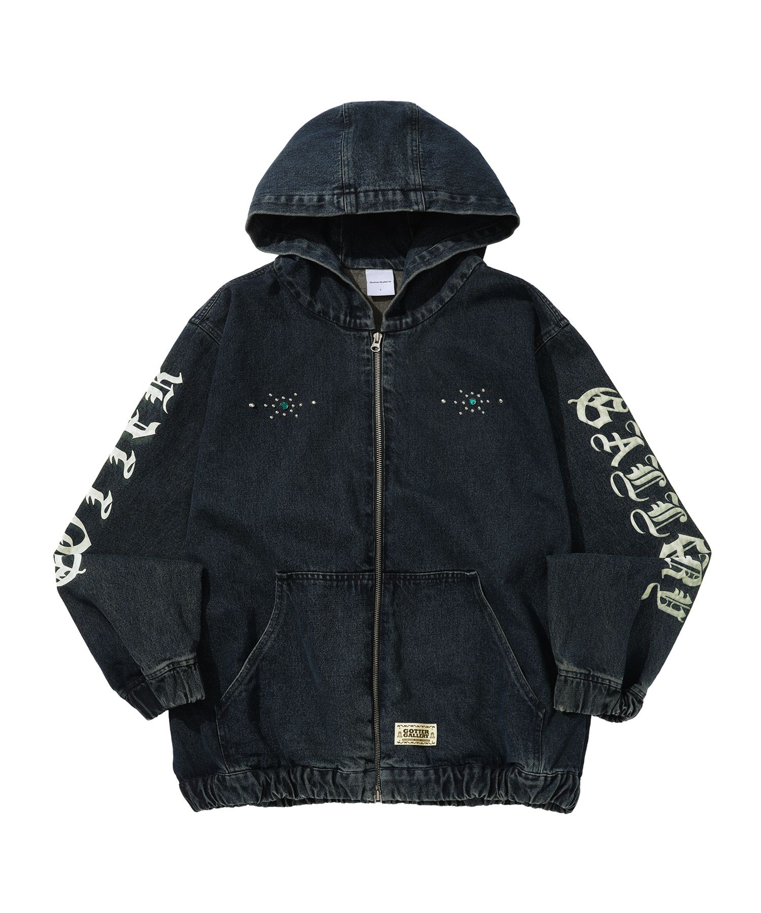 ★2025SS新作★GOTTER GALLERY★GEM GOTHIC DENIM HOOD JACKET MUSINSA | GOTTER GALLERY GEM GOTHIC DENIM HOOD JACKET_BL