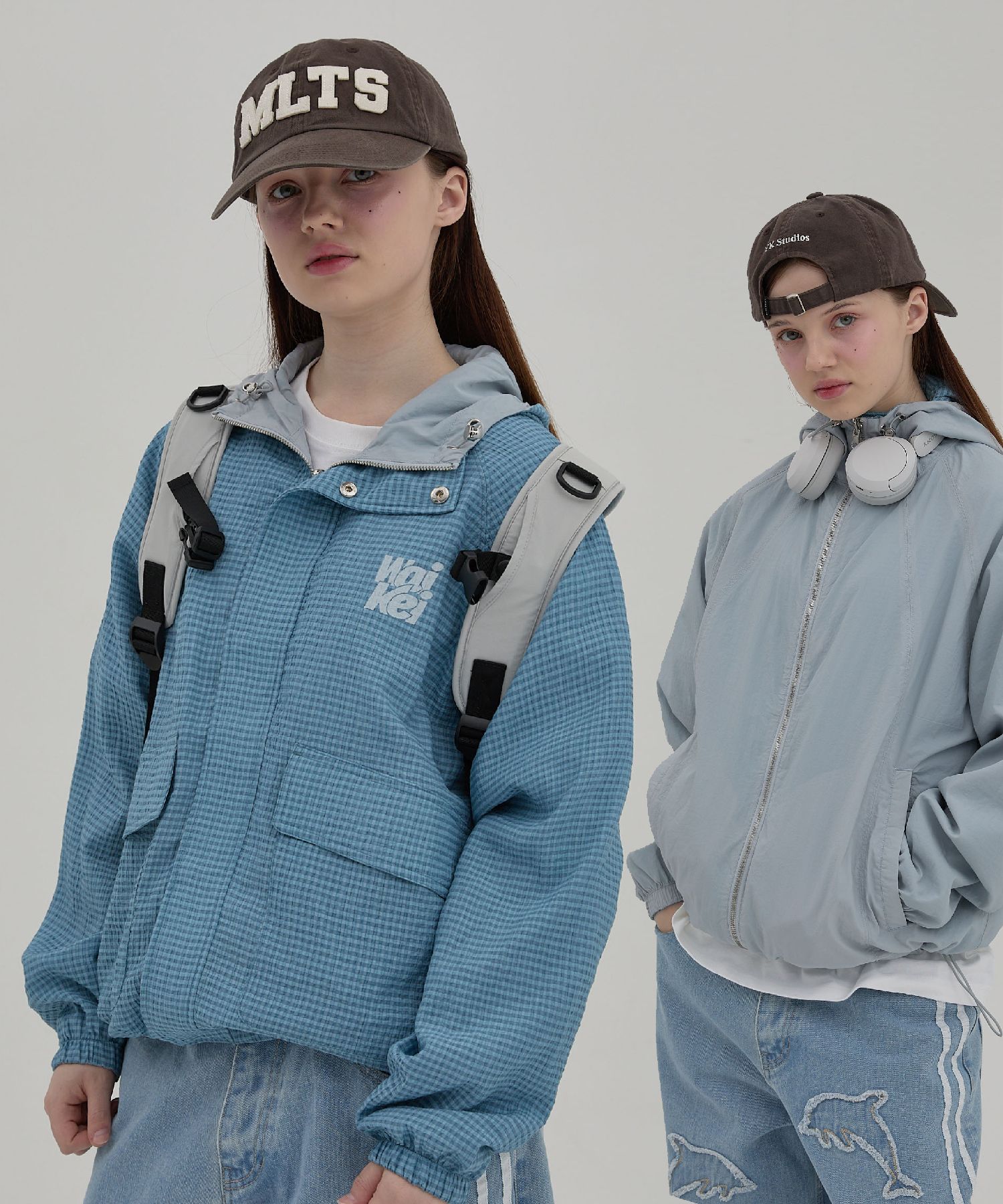 MUSINSA | WAI KEI Reversible Check Windbreaker Blue