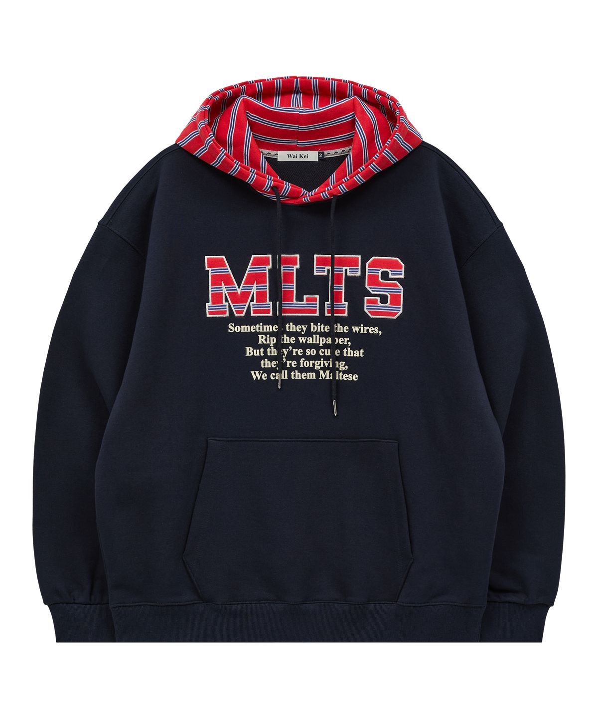 와이케이(WAIKEI) MLTS 스트라이프 후드티셔츠 네이비
