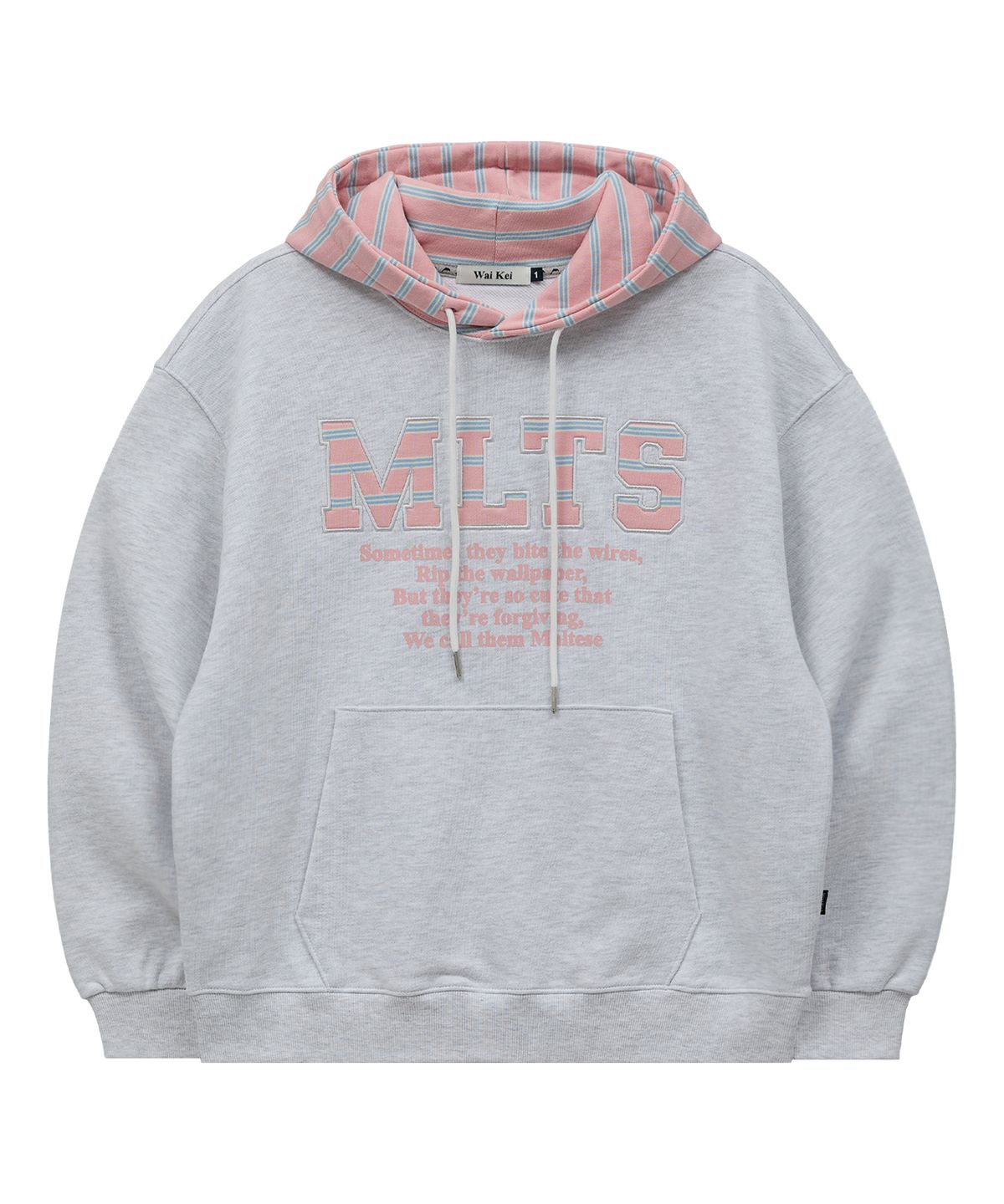 와이케이(WAIKEI) MLTS 스트라이프 후드티셔츠 멜란지화이트