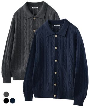 오버핏 케이블 카라 니트 가디건 3Color