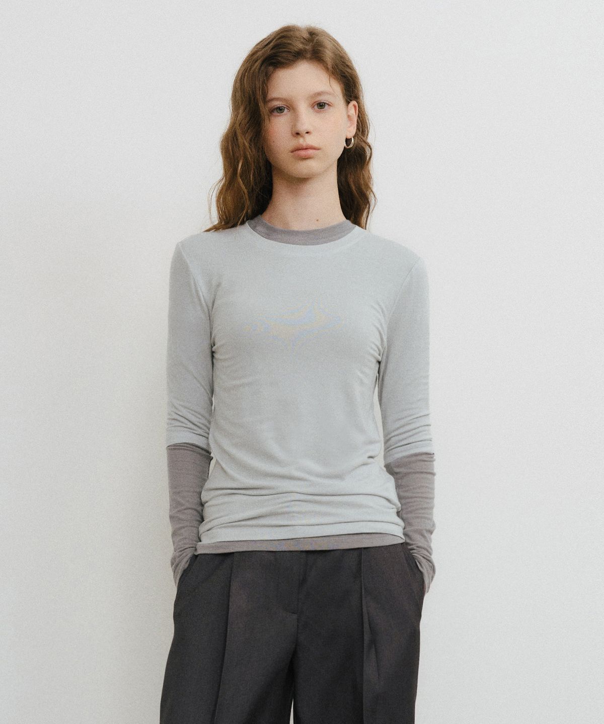 유라고(URAGO) Layered tencel half sleeve t-shirt