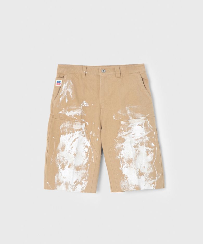PAINTED DOUBLE KNEE SHORTS (BEIGE)