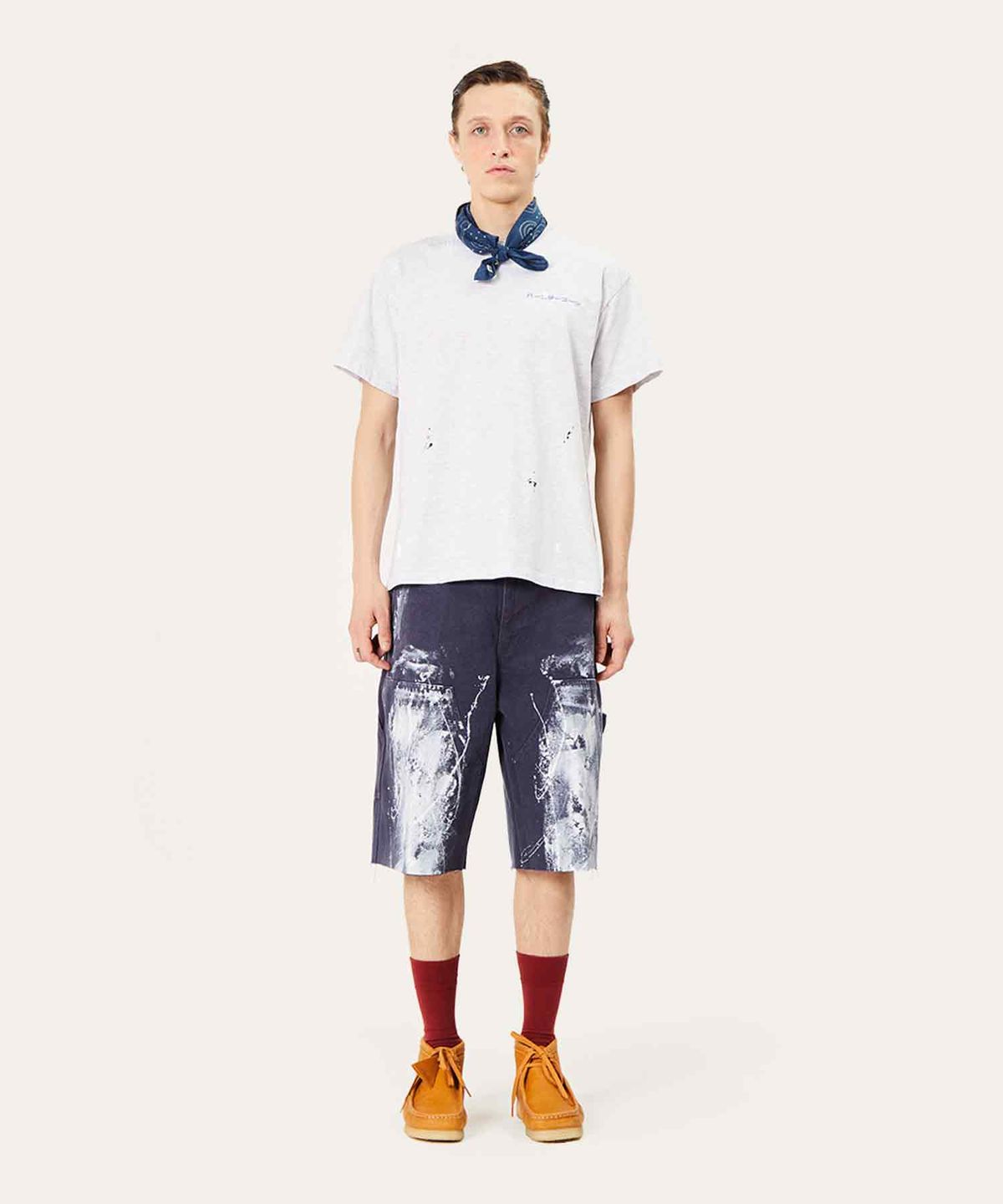 벌스데이수트(BIRTHDAYSUIT) PAINTED DOUBLE KNEE SHORTS (NAVY)