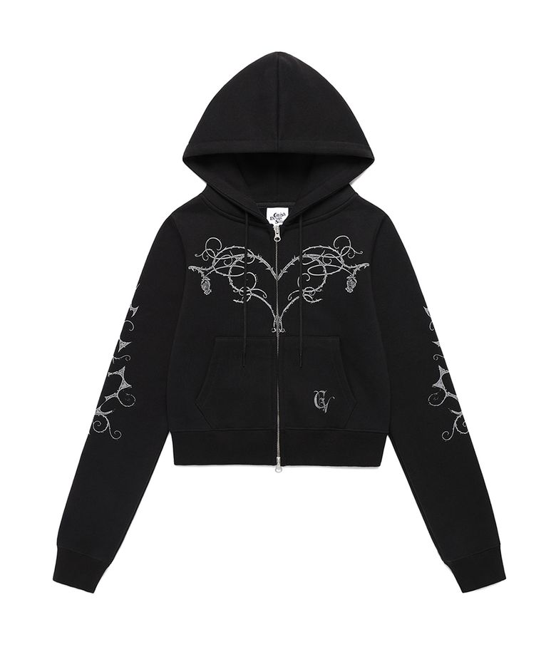 W STEM ZIP UP HOODIE BLACK(CV2FSFM402A)