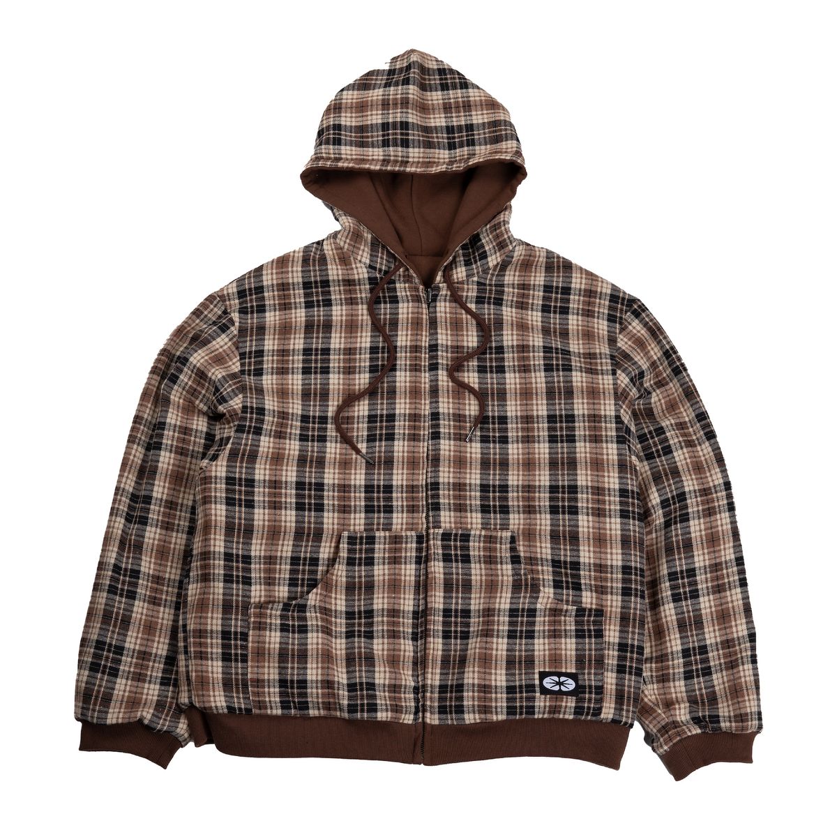 이알티알(ERTR) Reversible Hoodie Zip-Up Check Brown