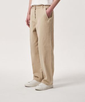 와이드 커브드 절개 데님 팬츠 (베이지)