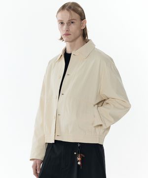 크롭 코튼 블루종 자켓 (아이보리)