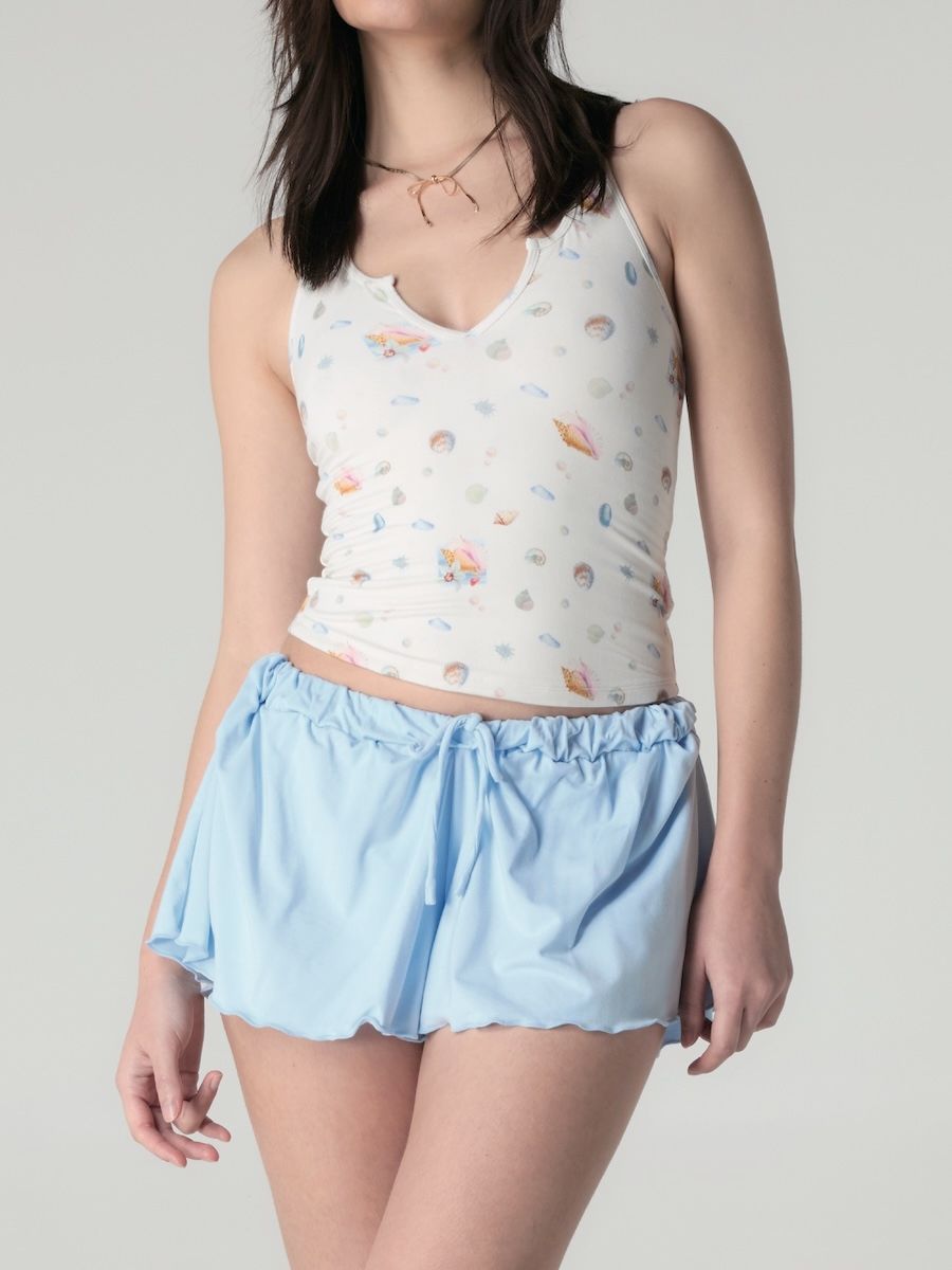 MUSINSA | GLOWNY TWIRL FLARE SHORTS (BABY BLUE)