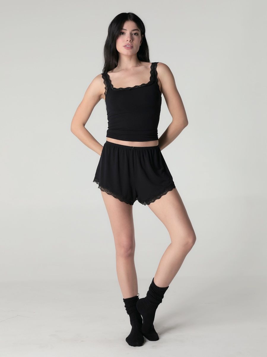 【GLOWNY】韓国人気/新作 ★ LACE BREEZE SHORTS ★3COLOR MUSINSA公式 | GLOWNY LACE BREEZE SHORTS (BLACK)