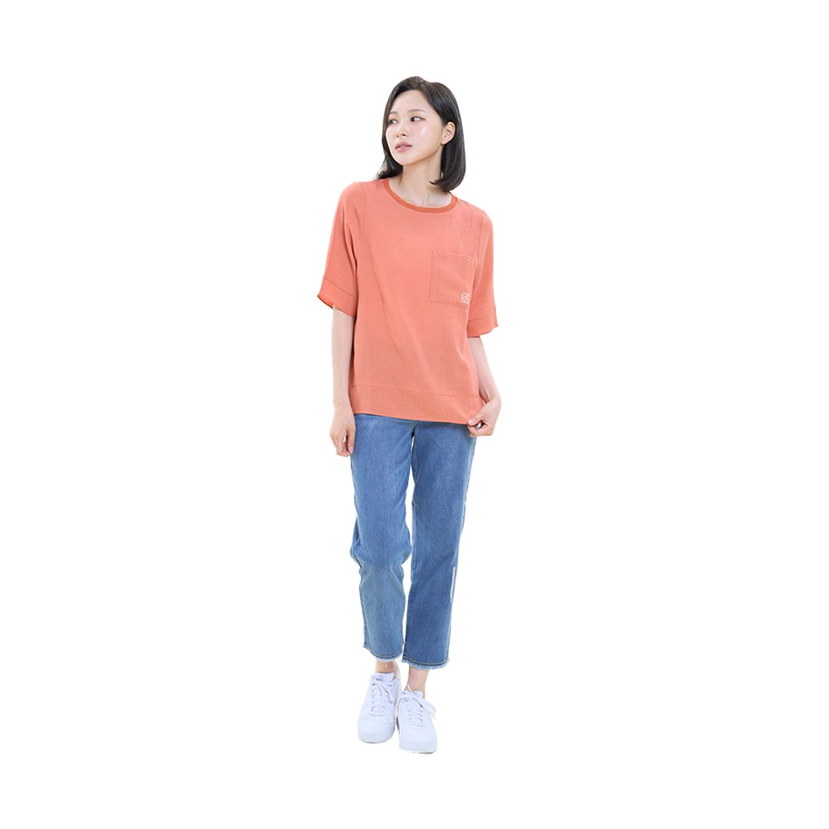 크로커다일레이디(CROCODILE LADIES) 투톤 컬러 워싱 캐주얼 무드 핫픽스 배기 데님_CLDMDP103
