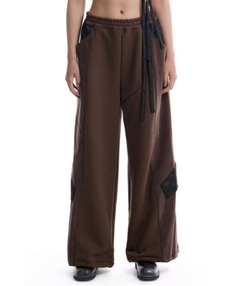 Corduroy Mixed Hanbok Sweat Pants (Brown)