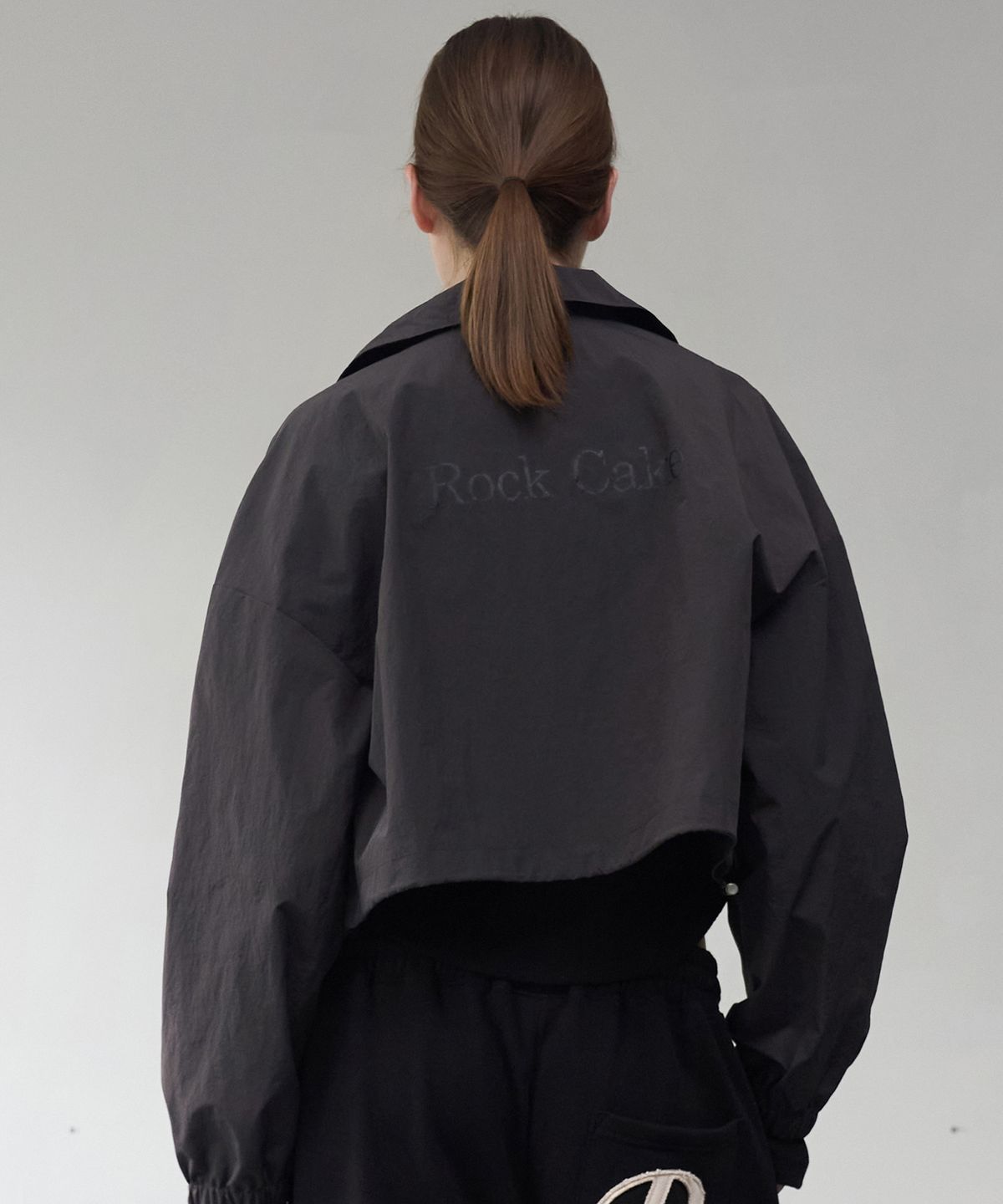 락케이크(ROCKCAKE) Rivet Embellished Nylon Jacket - Charcoal