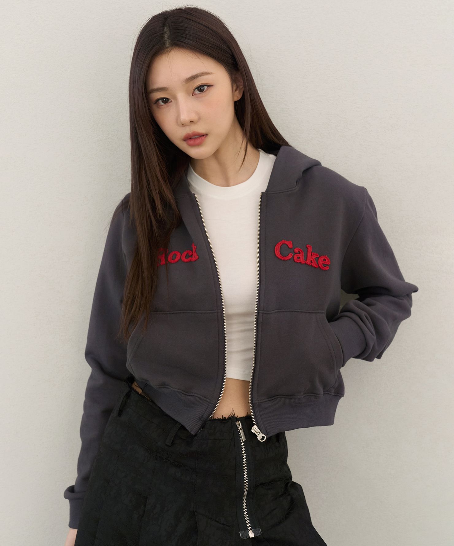 アウターその他 ROCKCAKE Logo Patch Full Zip Hoodie Black RC24JK01700 MUSINSA | ROCKCAKE Logo Patch Full Zip Hoodie - Charcoal