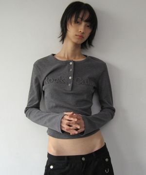 Applique Logo Button Top - Charcoal
