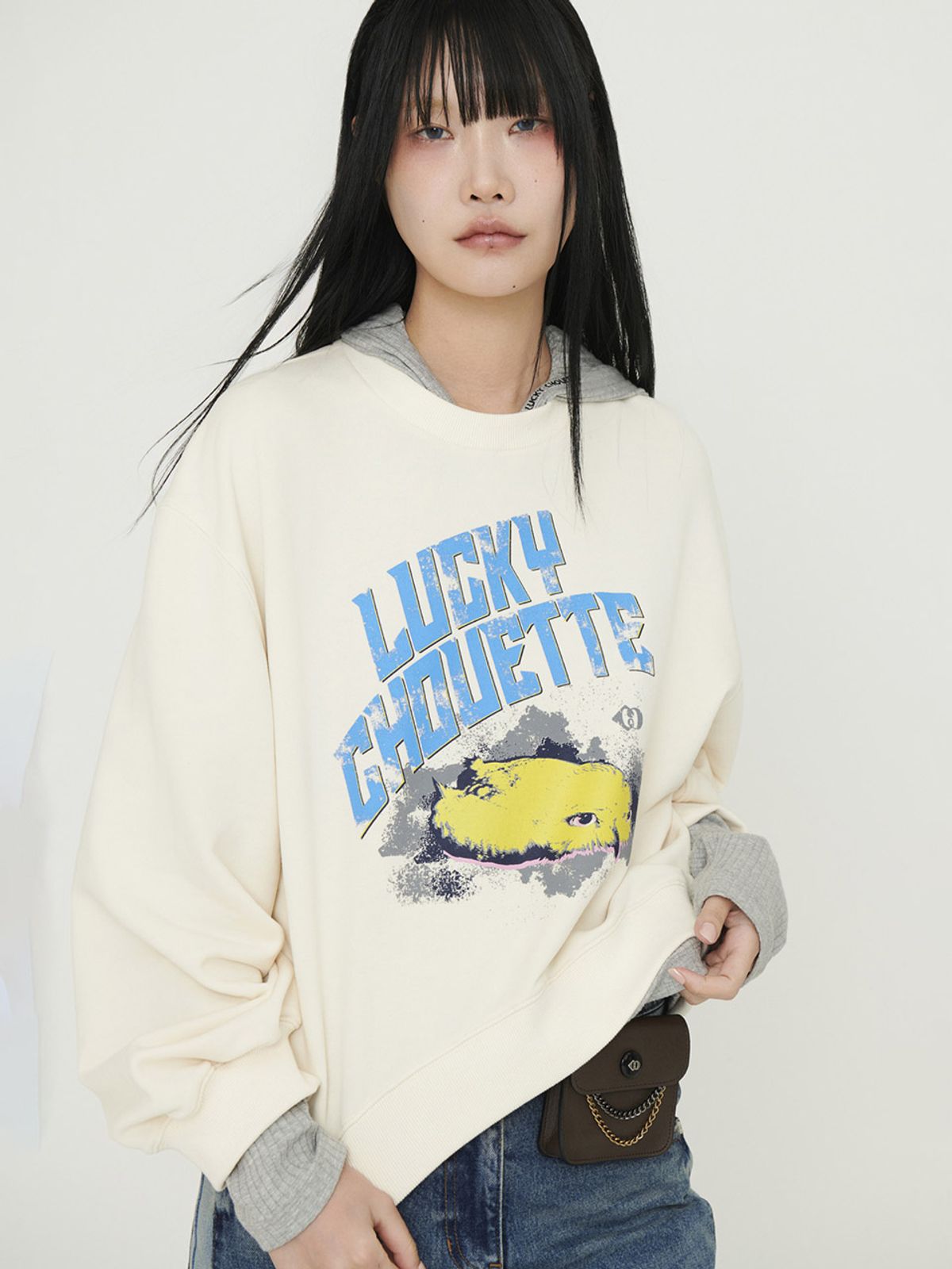 럭키슈에뜨(LUCKY CHOUETTE) Chouette Point Sweat T-shirt (ivory) LFTAM25205IVX